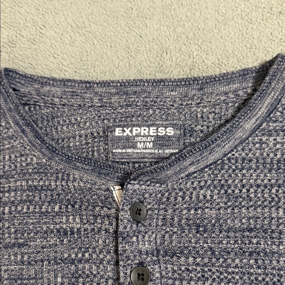 Express Heathered Navy Long Sleeve Henley : GREAT CONDITION - Picture 2 of 5